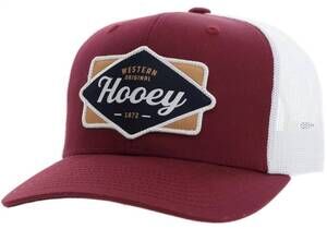 NEW HOOEY diamond 6-panel mid patch cap in red/white